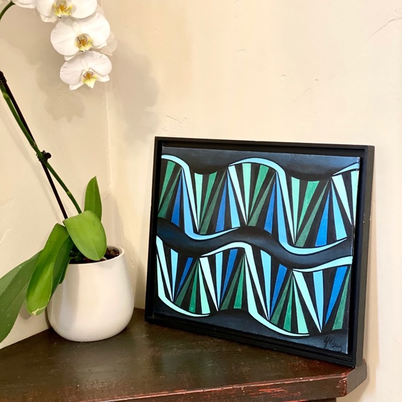 Flowing whaters of Aquarius painting J. Cruz original art hand painted zodiac - Picture 2 of 8